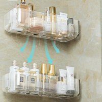 Set of 2 Shower Shelves, Shower Baskets, Bathroom Shelves, No Drilling Required, Wall-Mounted Bathroom Shelves, for Bathroom/Kitchen