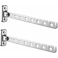 Set of 2 Stainless Steel Folding Wall Mounted Drying Racks - Wall Clothes, Laundry - Bedroom, Living Room, Balcony (Silver 8 Holes)