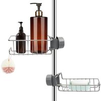 Set of 2 Stainless Steel Shower Caddy No Drilling, Stainless Steel Telescopic Bathroom Shelf, Shower Support Shelf, Shower Bar Soap Holder, Shower