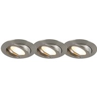 Set of 3 Recessed Spotlights Steel Incl. led IP44 - Relax led