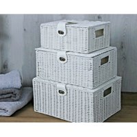 Set Of 3 White Wicker Baskets For Storage And Hampers Set Of 3 White Wicker Baskets For Storage And Hampers