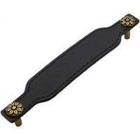 Set of 4 148 x 28 mm Leather Furniture Handles, Black Leather Furniture Handles with Screws for Cabinets, Drawers, Kitchens and Doors, Wardrobe