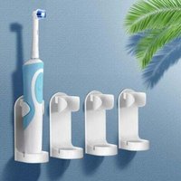 Set of 4 Electric Toothbrush Holders, Multifunctional Self-Adhesive Plastic Wall-Mounted Toothpaste Organizer, 4 Accessory Holders for Bathroom and