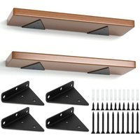 Set of 4 Floating Shelf Brackets, Triangular Shelf Support, Invisible Right Angle Wall Shelf Brackets with Large Capacity, Black