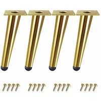 Set of 4 Oblique Cone Table Legs Iron Furniture Support Feet 10cm Height with Screws Gold