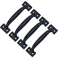 Set of 4 retro barn door handles for kitchen cabinets, hole spacing: 58 mm, black iron