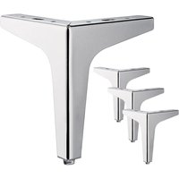 Set of 4 silver metal furniture legs, 15cm, DIY triangle table legs, suitable for cabinet, sofa, coffee table, TV stand and other furniture legs.