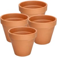 Set of 4 terracotta flower pots - 15 cm - with rim - for indoor and garden use