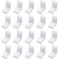 Set of 40 L-shaped corner brackets with white plastic covers for cabinets and shelves