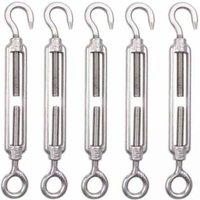Set of 5 M6 Stainless Steel Cable Tensioners, 6mm, Fence Tensioner Hooks, Adjustable 304 Stainless Steel Wire Mesh Tensioners for Rope, Cable,