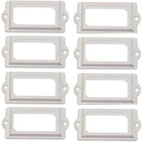 Set of 50 Label Holders, 60 x 17 mm, Vintage White Nickel Metal for Library Drawer