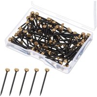 Set of 50 picture hanging nails - Small nails with black steel prongs and brass heads - For photos, wall art, canvas, mirror frames, with plastic