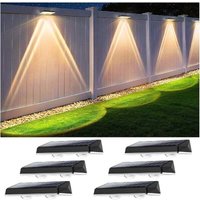 Set of 6 IP67 waterproof outdoor solar wall lights with 3 modes for courtyard and garden