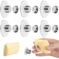 Odipie - Set of 6 Magnetic Soap Holders with Suction Cups, Wall-Mounted Shower Soap Holders without Drilling, Strong Soap Magnets, Magic Magnetic