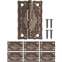Set of 6 mini vintage-style metal hinges, 36 x 23 mm