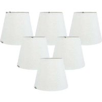 Set of 6 white fabric lampshades with clamps for chandeliers, replacement for E14 wall lamps