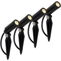 Set of 4 Black Spike Lights Incl. LED IP65 Solar Rechargeable - Garly