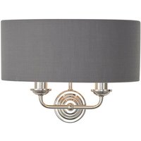 Shade Wall Lamp Bright Nickel Plate, Charcoal Fabric
