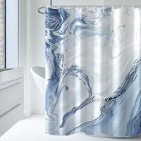 Tinor - Shower Curtain, Light Blue Marble Fabric for Bathroom, 180x180cm
