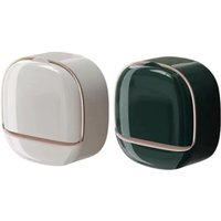 Shower soap dish, hanging soap holder with drainer for bathroom storage (white, dark green)