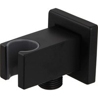 Shower support with 1/2" wall connection elbow in matte black brass