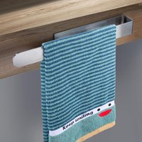 (Silver) 1 Piece No-Drill Towel Rail - 32cm Solid Self-Adhesive Bathroom Towel Holder - Wall-Mounted Towel Rack - No-Drill Towel Holder for Kitchen