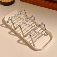 Silver stainless steel soap dish, 146.54.5 cm, a tray for storing and draining bathroom soap.