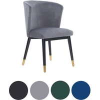 Single Grey Sofina Modern Velvet Dining Chair With Tufted Back - Wooden Frame & Gold-tipped Rubberwood Legs Single Grey Sofina Modern Velvet Dining Chair With Tufted Back - Wooden Frame & Gold-tipped Rubberwood Legs