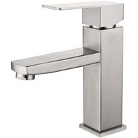 Single Handle Basin Faucet, Stainless Steel Hot and Cold Bathroom Faucet, Brushed Nickel
