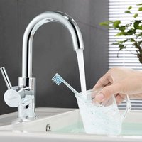 Dewdat - Single Lever Kitchen Sink Faucet Bathroom Sink Mixer Tap with 360° High Swivel Spout and Ceramic Cartridge, Single Lever Basin Faucet for