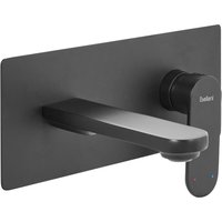 Beliani - Single Lever Wall Mounted Basin Brass Mixer Tap Black Chungara