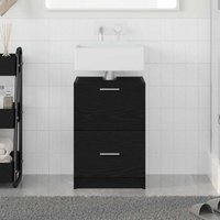 Sink Cabinet Black Oak 40x37x59 cm Engineered Wood Vidaxl
