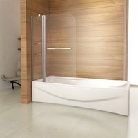 1200x1400mm Chrome Pivot 2 Fold Shower Bath Screen with Glass Shelves,Towel Rail