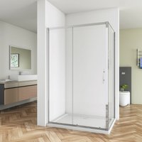 Bathroom 1200mm Bathroom Sliding Door Shower Enclosure 5mm Safety Tempered Glass Screen with Side Panel 700mm H1900mm - SKY