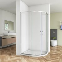 SKY - Bathroom Bathroom Quadrant Shower Doors 800x800mm Corner Cubicle Glass Stone Tray Free Waste