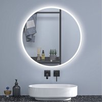 Sky Bathroom - sky 80cm Round Bathroom Anti-Fog led Mirror with Dimmable 3 Lighting Modes,Touch Switch,Wall-Mounted IP44 Mirror