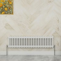 Sky Bathroom - 300x1190mm 2 Column Radiator Horizontal White Traditional Column Radiator