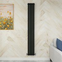 Sky Bathroom - 1800x236mm Black Single Vertical Oval Column Designer Central Heating Radiator
