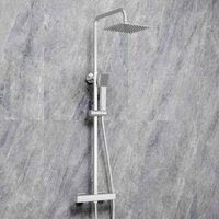 Sky Bathroom Chrome Exposed Twin Head Mixer Shower Thermostatic Square Kit