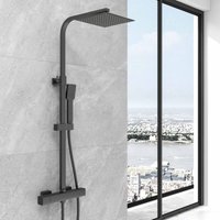 250mm Square Exposed Thermostatic Mixer Shower Set Black - Sky Bathroom