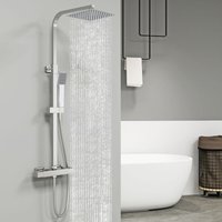 Sky Bathroom - Chrome Thermostatic Mixer Shower Set Square Twin Head Exposed Valve