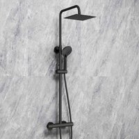 Sky Bathroom Exposed Thermostatic Chrome Effect Wall-mounted Mixer Shower Set Black