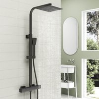 Sky Bathroom - Exposed Thermostatic Mixer Shower Set Black With Shower Head 250mm
