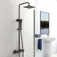 Sky Bathroom - Matte Black Exposed Twin Head Mixer Shower and Thermostatic Square Bar Set