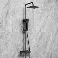 SKY Bathroom Matte Black Twin Mixer Shower Thermostatic Square Bar Set