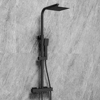 Sky Bathroom Mixer Shower Matt Black Twin Head Thermostatic Square Bar Set