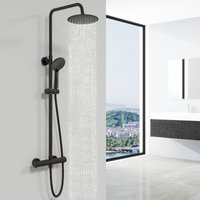 Sky Bathroom - Mixer Shower Set Round Black Thermostatic Dual Head