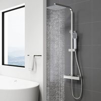 Sky Bathroom - Modern Square Exposed Thermostatic Mixer Shower Set With Shower Head and Handheld