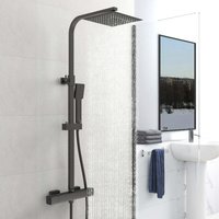 Sky Bathroom - Square 25cm Matte Black Thermostatic Mixer Shower Set With Shower Head
