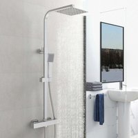 SKY Bathroom Thermostatic Exposed Square Chrome Mixer Shower Twin Head Set